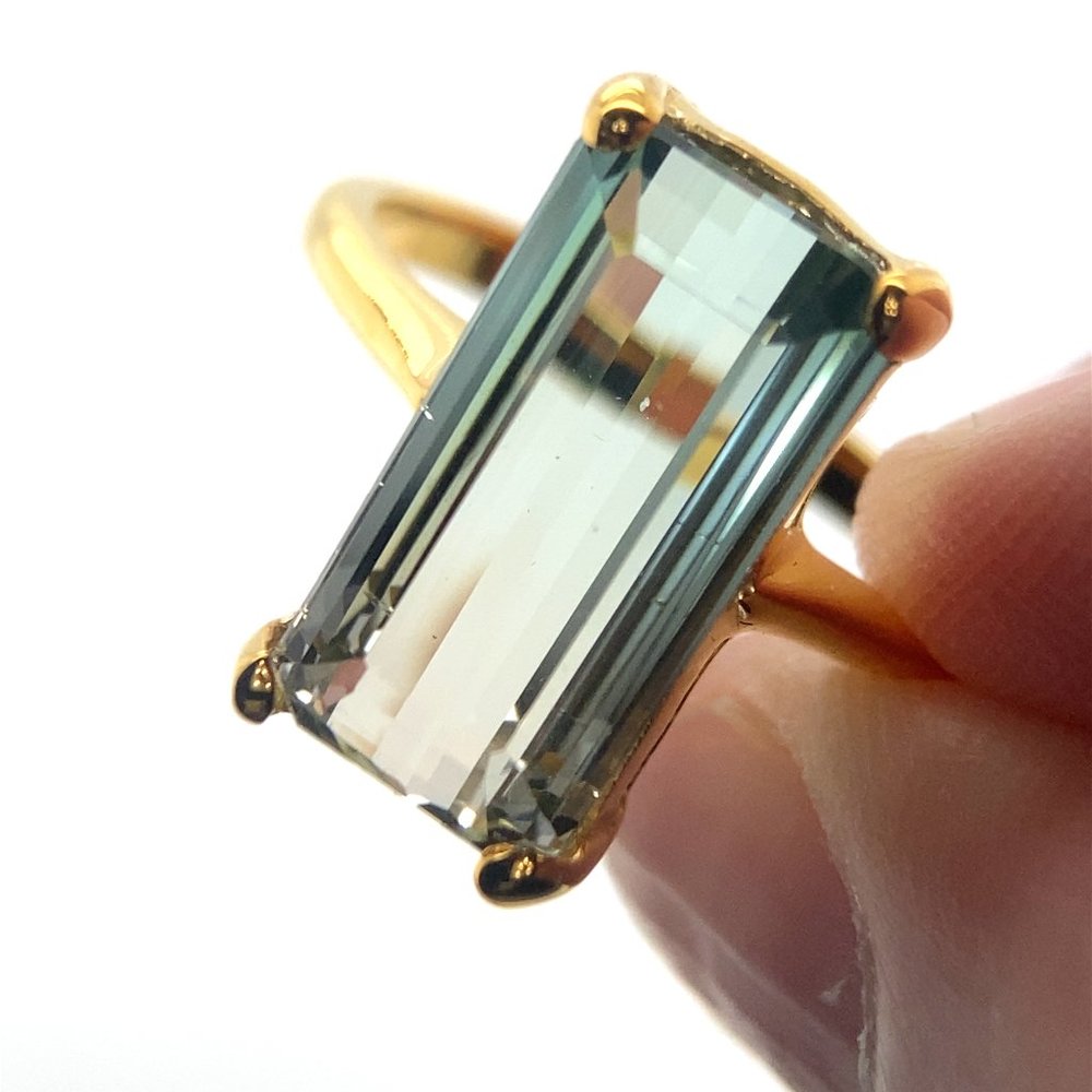 Bi Color Tourmaline 6.90ct Solid 14K Yellow Gold Ring